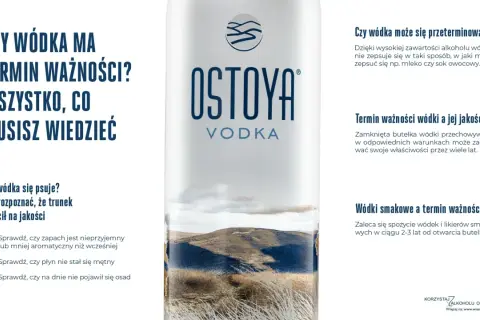 Wódka Ostoya. Dowiedz się, ile może stać otwarta wódka i jak rozpoznać, że straciła jakość. Wódki smakowe mają krótszy termin.