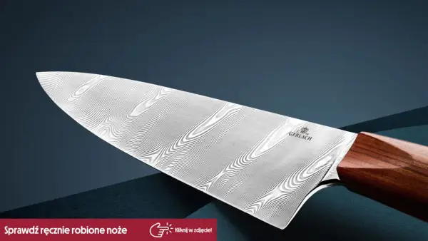 Ostrze noża Gerlach z wzorem damasceńskim, idealne do precyzyjnego krojenia wołowiny.